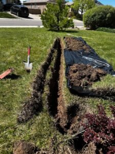 Trench digging for new sprinkler systems in Castle Rock, CO