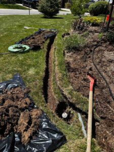 New installation of sprinkler system lines under ground