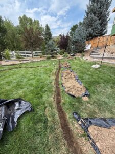 New trenching and sprinkler placement in Castle Rock Colorado